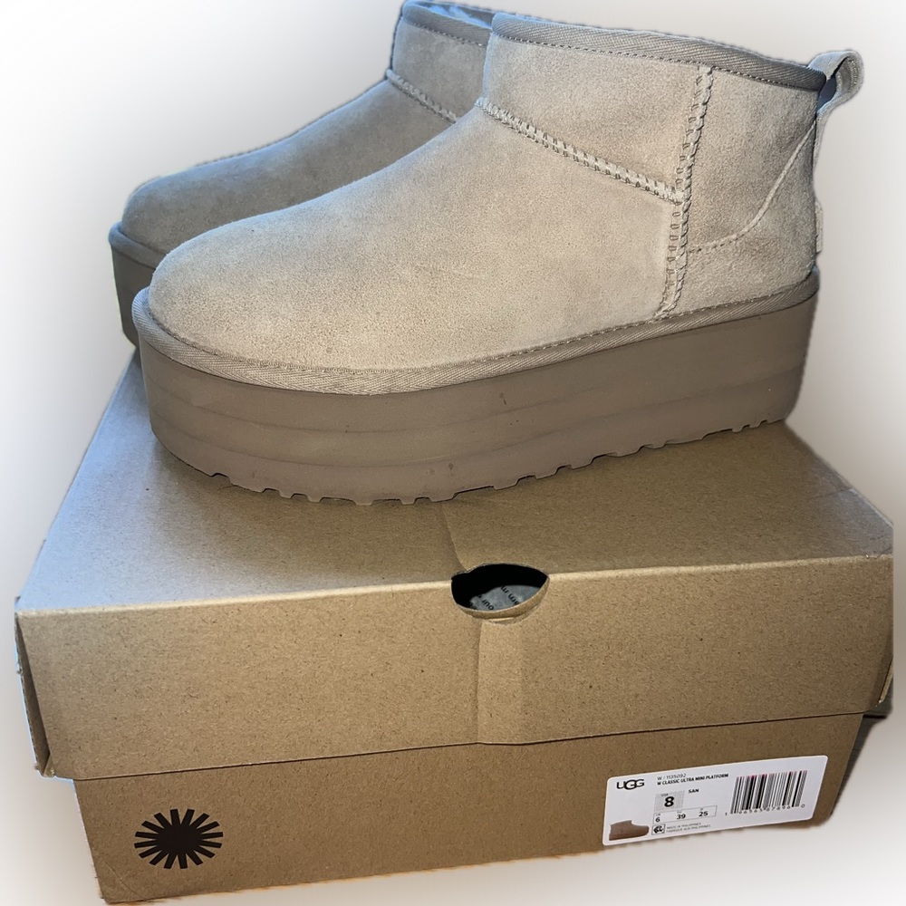 UGG MINI PLATFORM COLOR SAND-Like new - Picture 6 of 10
